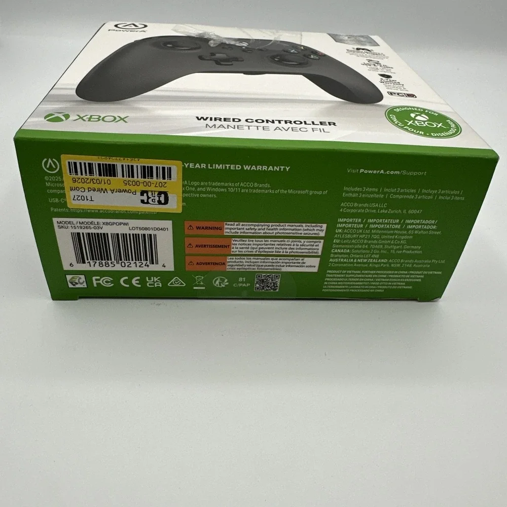 PowerA Xbox Wired Controller Black‎ XBGPOPWI New Box Damage